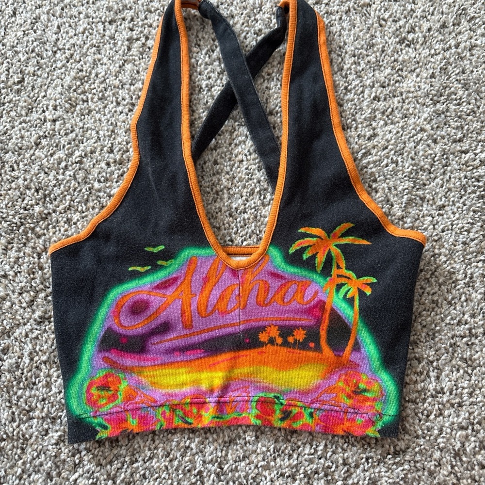 Aloha Tropical Print Crop Top